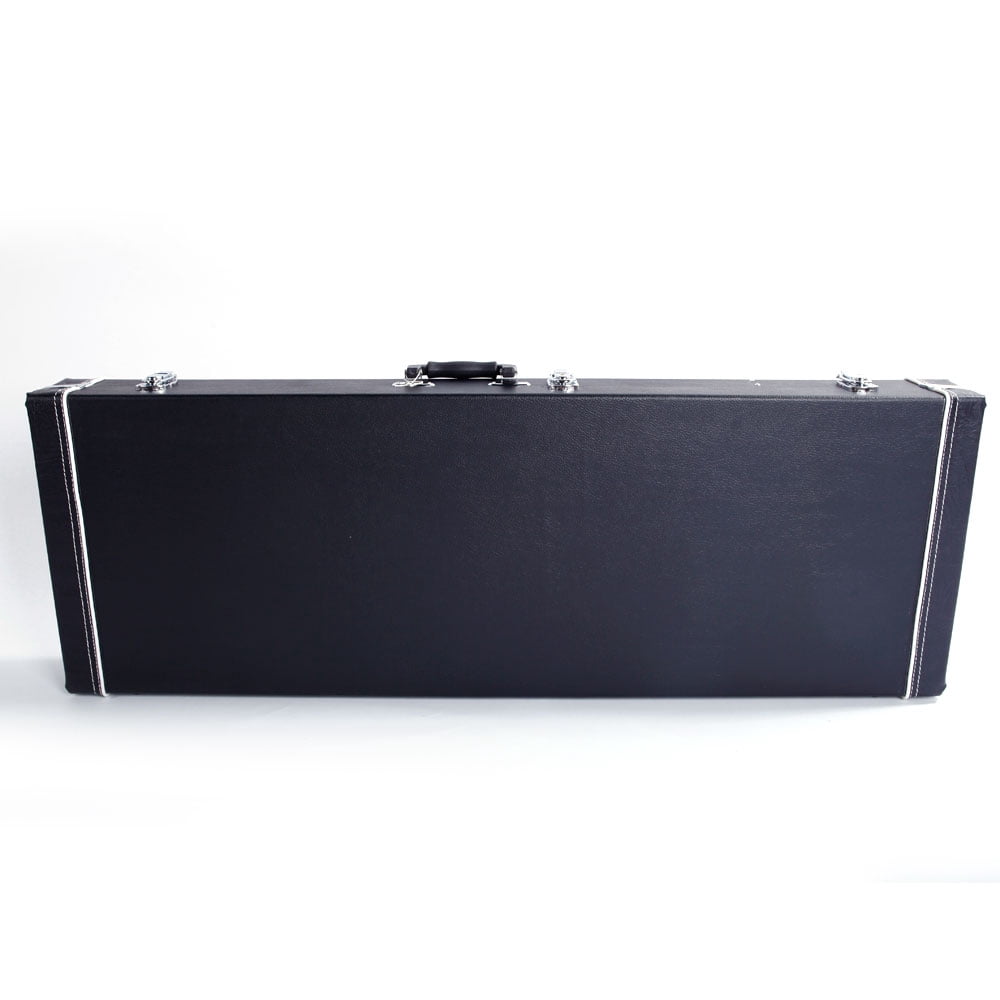 ST High Grade Electric Guitar Square Hard Case Lockable Wood Case With Plush Lining & Accessory Compartment Black