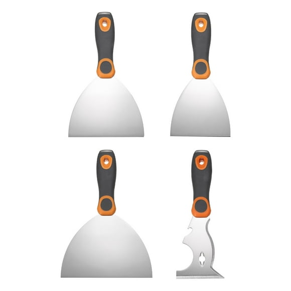 Uxcell 4pcs Paint Scraper Set 4" 5" 6" and 10-In-1 3" Stainless Steel Multi-Use Putty Knife Painter Tool Drywall Repair Mud Knife
