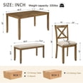 thumbnail image 6 of Dining Set for 6, LEGAHOME Farmhouse 6 Piece Dining Table Sets with Bench, Solid Wood Rectangular Dining Room Table and Chairs Set, Oak, 6 of 7