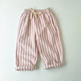 thumbnail image 2 of Baby Girls Wide Leg Linen Striped Pants Kids Casual Summer Palazzo Pants Flowy B𝐨ho High Waisted Beach Trousers with Pockets, 2 of 6