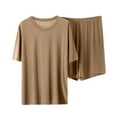 thumbnail image 3 of Bcfgryg Men's Summer Solid Color Pullover Casual Style Short Sleeve Shorts Homewear Set Mens Robes, 3 of 3