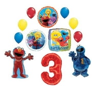 Sesame Street Party Supplies 3rd Birthday Cookie Monster Elmo and Friends Balloon Bouquet