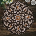 thumbnail image 2 of Embroidered Beaded Placemat 14" Round Set of 2 Brown/Gold Handmade w/Beads Scratchproof Decorative Placemats Accessory for Table Set Kitchen Decor Beadwork Table Mats, 2 of 7
