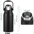 thumbnail image 7 of 2L Tumbler Thermo Bottle Large Capacity with Straw Stainless Steel Thermal Water Bottle Cold and Hot Thermo Cup Vacuum Flask Gym (Black with Cup Bag,1500ML), 7 of 7