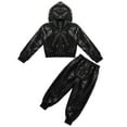 thumbnail image 3 of XUNZOO Boys Girls Hip Hop Dance Outfits Sequins Long Sleeve Zipper Hoodie Jacket with Pants Black 160, 3 of 7