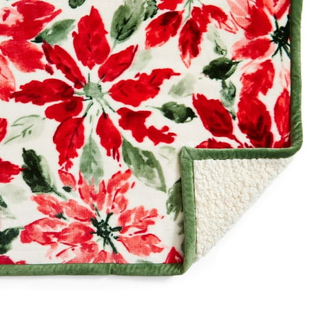Better Homes & Gardens Sherpa Throw Blanket, 50" x 60", Pointsettia