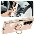 thumbnail image 5 of Allytechgroup 360° Rotatable Ring Holder Stand Case for Galaxy Z Fold 6, Military Grade Protection Soft TPU Shockproof Luxury Gold Plating Magnetic Kickstand Support Magnetic Car Mount Cover, Pink, 5 of 6