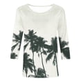 thumbnail image 5 of BangWanChi Womens Summer Tops 3/4 Sleeve Women's Fashion Casual Print V-neck 3/4 Sleeve Top Long Sleeved V-neck Top/Shirt, 5 of 5