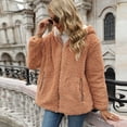 thumbnail image 3 of Gibobby Chamarra de Invierno, Chaqueta de Forro Polar borroso de Invierno para Mujer con Capucha y Bloques de Color con Cremallera y Bolsillos(Beige,XG), 3 of 4
