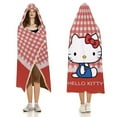 thumbnail image 3 of Hello Kitty Hooded Blanket Poncho, Wearable Hooded Blanket Cozy Soft Warm Plush Fleece Blanket for Adult Women Men 60x80, 3 of 6