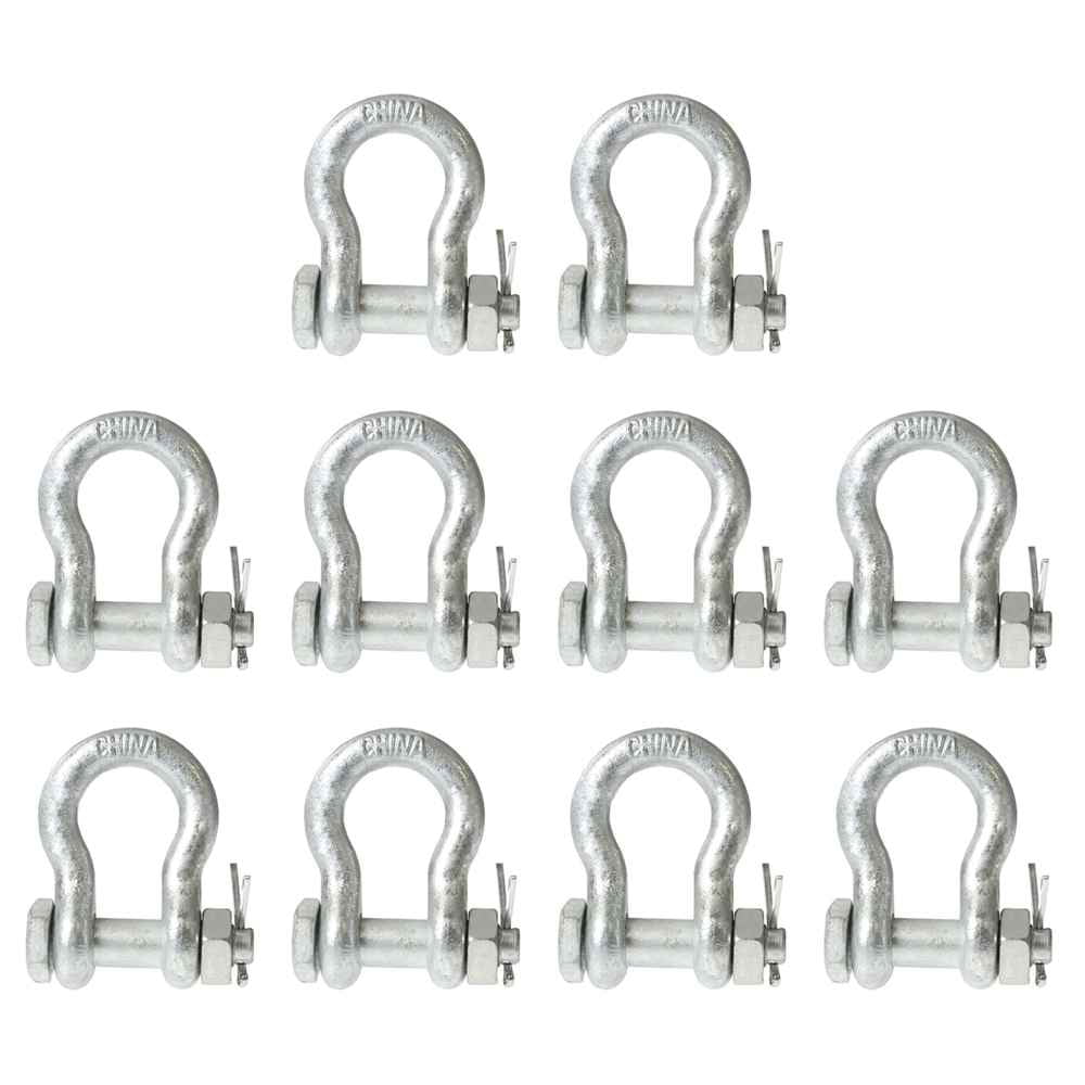 Anchor Shackle Bolt Type 7/16" Steel 1.5 Ton 10 Pack