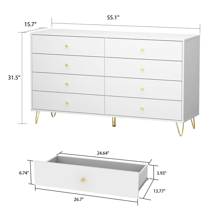 EnHomee Dresser for Bedroom with 7 Drawers Dresser for Closet TV Stand Dressers & Chests of Drawers with Wood Top & Metal Frame Tall Dresser for
