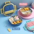thumbnail image 3 of Carevas Lunch Box With Fork 2 Compartment Japanese Lunch Box Reusable Lunch Dinner Containers Leakproof Stainless Steel Bento Box for Adults Kids School Office, 3 of 7