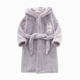 thumbnail image 7 of NOLDARES Girls Boys Fleece Hooded Robes Kids Warm Bath Robe for Girls Soft Fuzzy Bathrobe,Grey,6-7 Y, 7 of 7