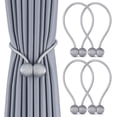 thumbnail image 1 of Lot de 4 Embrasses de Rideaux, Embrasses Rideau Aimantée Tressage Magnétiques Rideaux Boucle pour Décoration de Bureau Maison(Gris), 1 of 7