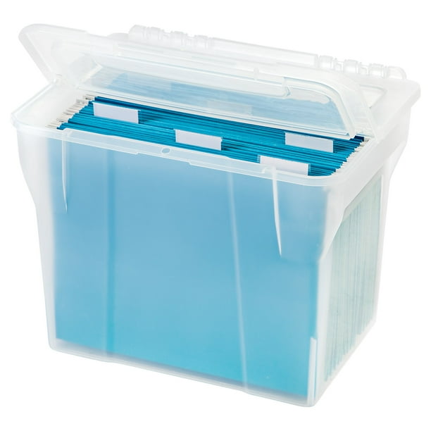 IRIS USA Letter Size SplitLid Hanging File Storage Box, Clear