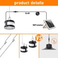 thumbnail image 6 of CJC Solar Pendant Lights Indoor Outdoor, Waterproof Solar Shed Lamp Gazebo Lights with Remote Control, 160 LED and 360°Lighting, for Garage, Barn, Garden, Yard, Pathway, 6 of 8