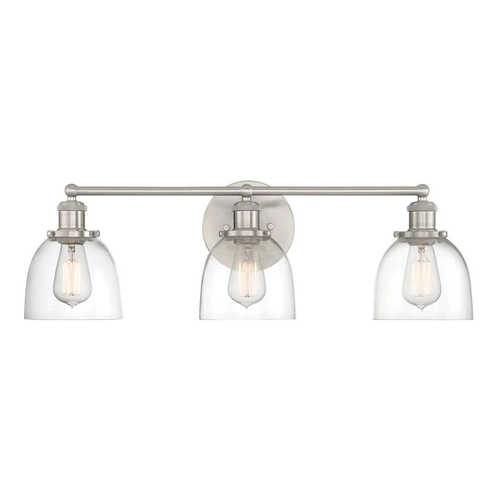 Home Decorators Collection Evelyn 60 Watt Clear Glass Shades Brushed Nickel Finish Vanity 3 Light New Open Box Com - Home Decorators Collection Vanity Light