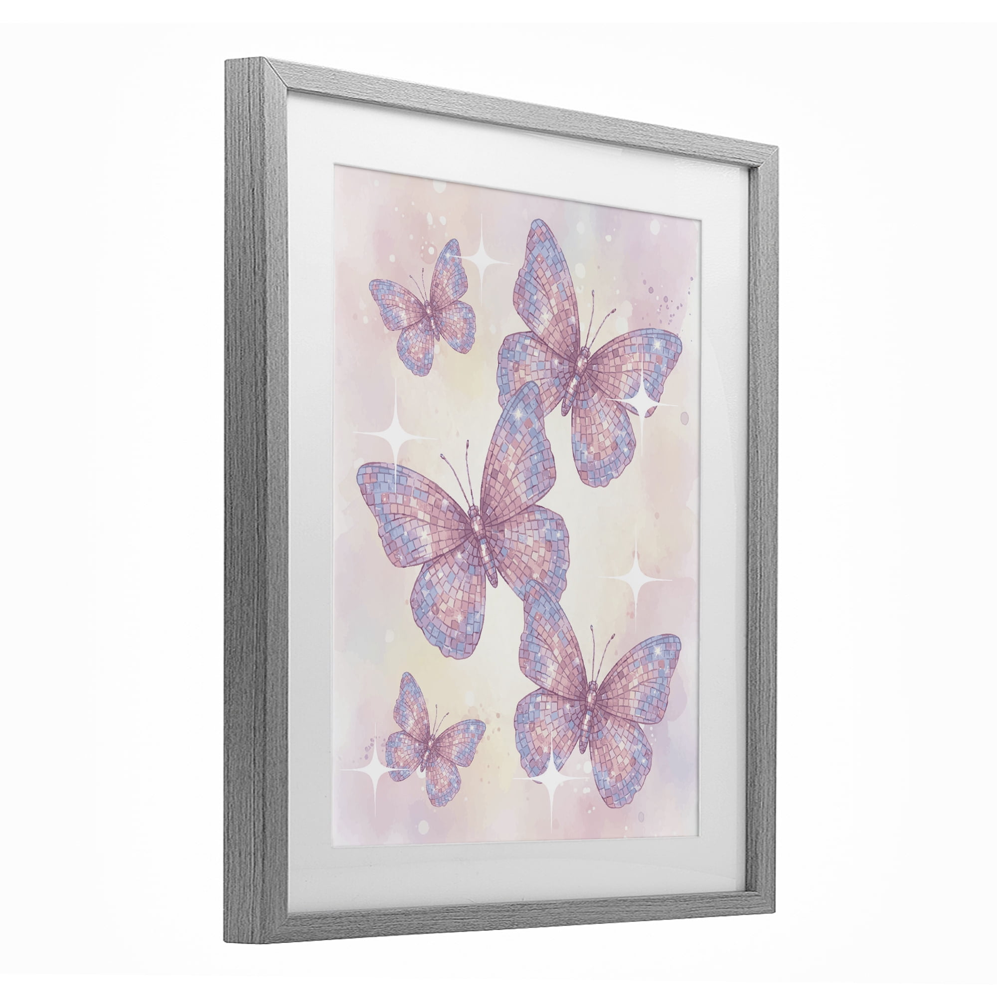 Stupell Industries Delicate Disco Butterfly Dance Gray Framed Print Under Glass, design by Lil' Rue