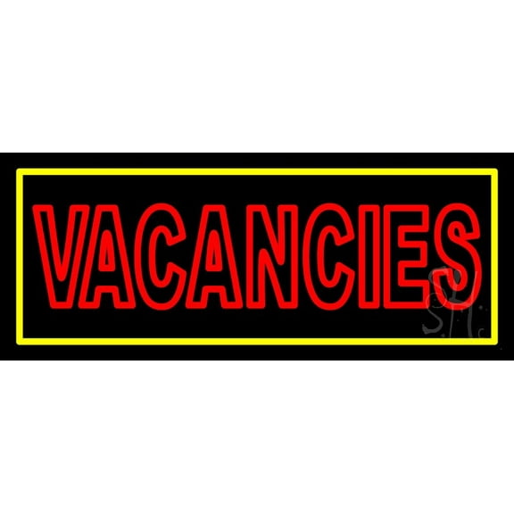 Vacancies LED Neon Sign 10 x 24 - inches, Black Square Cut Acrylic Backing, with Dimmer - Bright and Premium built indoor LED Neon Sign for Defence Force.
