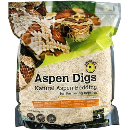 Reptile Bedding - Galapagos Aspen Digs, Natural, 8qt Stand-Up Pouch