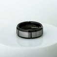 thumbnail image 4 of 2-Tone Tungsten Ring - 8mm Brushed Black IP Comfort Fit Grooved Tungsten Carbide Wedding Band, 4 of 5