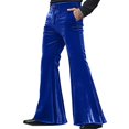 thumbnail image 2 of Joernso Men's Bell Bottom Velvet Pants Retro Style 70s Disco Outfit Casual Loose-Fit Party Street Flared Trousers for Daily Street Office Parties, 2 of 8