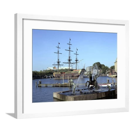 Replica Dutch East Indiaman at Scheepvaart Museum, Amsterdam, Netherlands Framed Print Wall Art By Peter Thompson