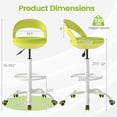 thumbnail image 3 of Gymax Tabouret de Dessin Roulant Chaise de Bureau Haute avec Roues Dossier Bas Repose-Pieds Vert, 3 of 10
