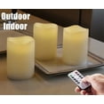 thumbnail image 3 of Bougies Piliers à LED Sans Flamme pour Extérieur avec Batterie Télécommandée, en Plastique, Ne Fondent Pas, Design Résistant aux Intempéries 3 x 4 Pouces Ensemble de 3, 3 of 8