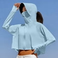 thumbnail image 2 of Sexlip Women Full Face Cover Hooded Sun Protection Jacket Full Zip Long Sleeve Cropped Ice Silk Lightweight Breathable Outdoor Cycling Fishing Outer Coat With Thumb Holes Blue Free Size, 2 of 6