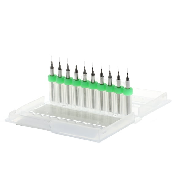 New 10Pc 0.2mm Tip 1/8" Shank Spiral Flute Tungsten Carbide Micro PCB Drill Bits