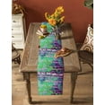 thumbnail image 4 of Modern Oil Painting Burlap Cotton Table Runner 14x72 Inches Long, Summer Botanical Purple Green Farmhouse Table Runners, Outdoor Dining Tablecloths Decor for Baby Shower/Party/Wedding, 4 of 6