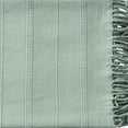 thumbnail image 4 of Ox Bay Sarra Aqua Green Striped Fringed Ultra-Soft Turkish Cotton Reversible Throw Blanket, 50" x 60", 4 of 8