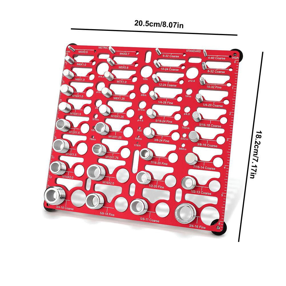 akifronte 14/28/36 Hole Thread Checker, 55 Bolt Size and Thread Gauge, Bolt Thread Identifier 20 Standard & 16 Metric, Nut and Bolt Thread Checker Gauge Wall-Mountable with 19 Drill Bit Gauge