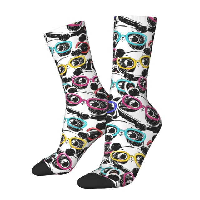 Balery Panda And Glasses Calcetas Largas con Estampado para Hombre y Mujer – Suaves y Transpirables, Talla Única (US 5-11)