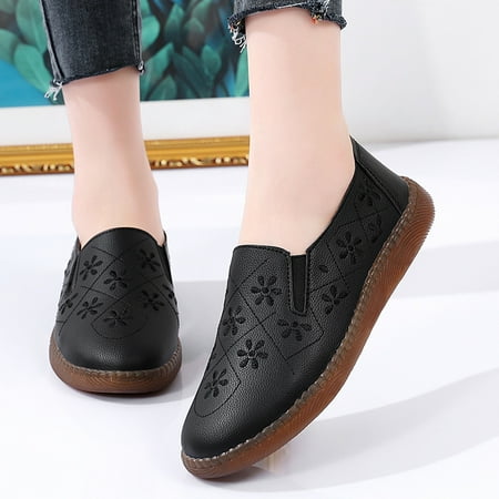 

Women‘s Flat Flower Embroidered Loafers Lightweight Non Slip Casual Slip On Shoes Walking Shoes