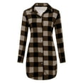 thumbnail image 1 of New Long Sleeve Plaid Print Button Open Front Long Cardigan Outerwear, 1 of 4
