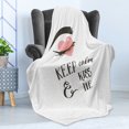 thumbnail image 4 of Valentines Day Soft Flannel Fleece Throw Blanket, Pop Culture Keep Calm Words with Heart Shaped Eye Love Theme, Cozy Plush for Indoor and Outdoor Use, 60" x 80", Charcoal Grey Pale Pink, by Ambesonne, 4 of 5