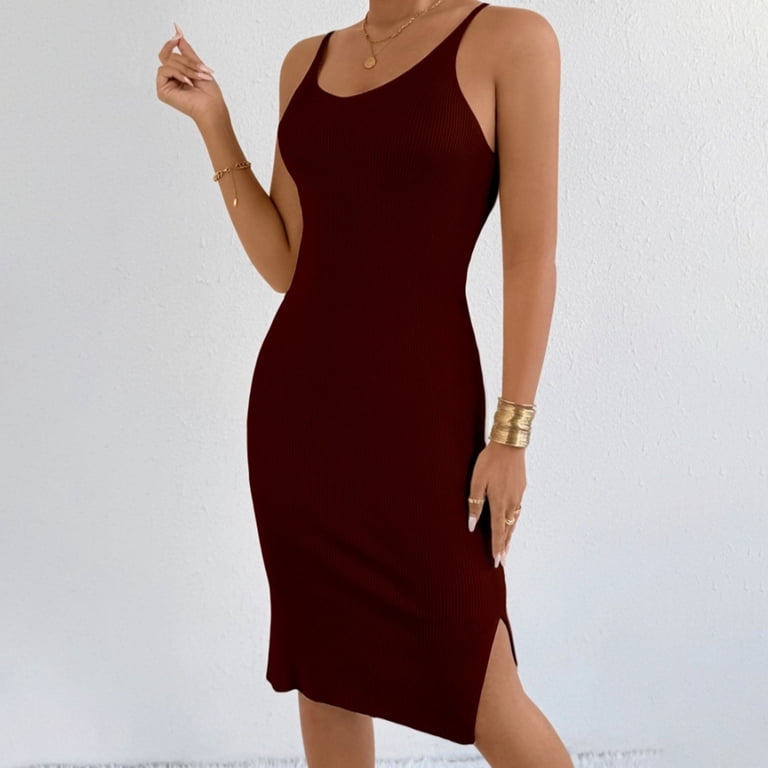 knee length dresses for ladies Cleo Wine Red Split Sleeve Ruched Detail Bodycon Midi Dress