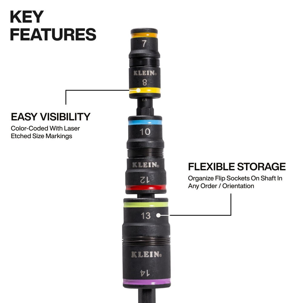 Klein Tools Impact-Rated Flip Socket Set Sae And Metric
