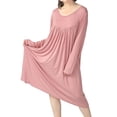 thumbnail image 2 of Defitshape Women's Plus Size Nightgown Soft Sleep Dress Summer Short Sleeve Lounging Comfy Pleated Knee Length Nightdress Pink XX-Large, 2 of 4