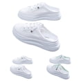 thumbnail image 2 of XIMIN Women's Slip On Platform Backless Sneakers Wedge Slide Wide Platform Canvas Mules Soft Sole Comfortable Lightweight Lace Up Breathable Round Toe Mesh Shoes, 2 of 4