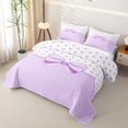 thumbnail image 3 of Erosebridal Kawaii Ribbon Heart Quilt Full, Purple Princess Polkadots Full Bedspread Sets for Girls Teens, 3-Piece, 3 of 7