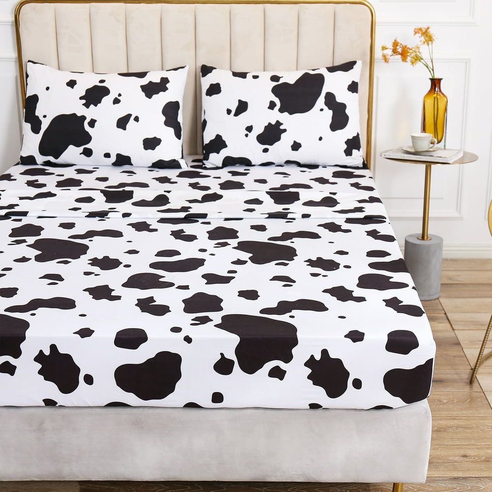 ANMINY Sheet Set Bedding Cow Printed Comforter Set Microfiber Full ...