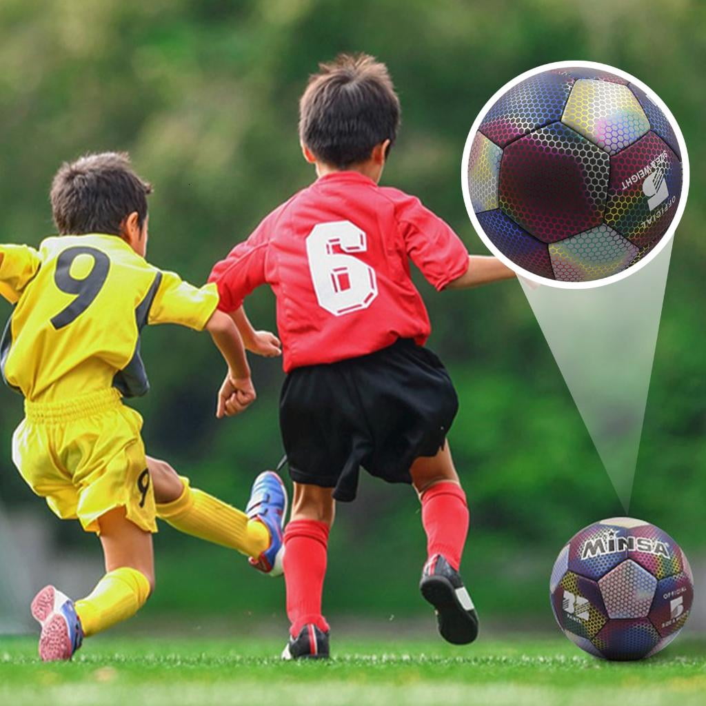 hejhncii Luminously Colorful Soccer Balls Reflective Football Glowing Standard Size Soccer