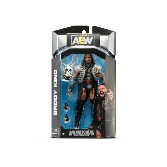 AEW Unmatched - Figurine Brody King de 6 Pouces avec Cape d'Entrée, Masque Tête et Poing