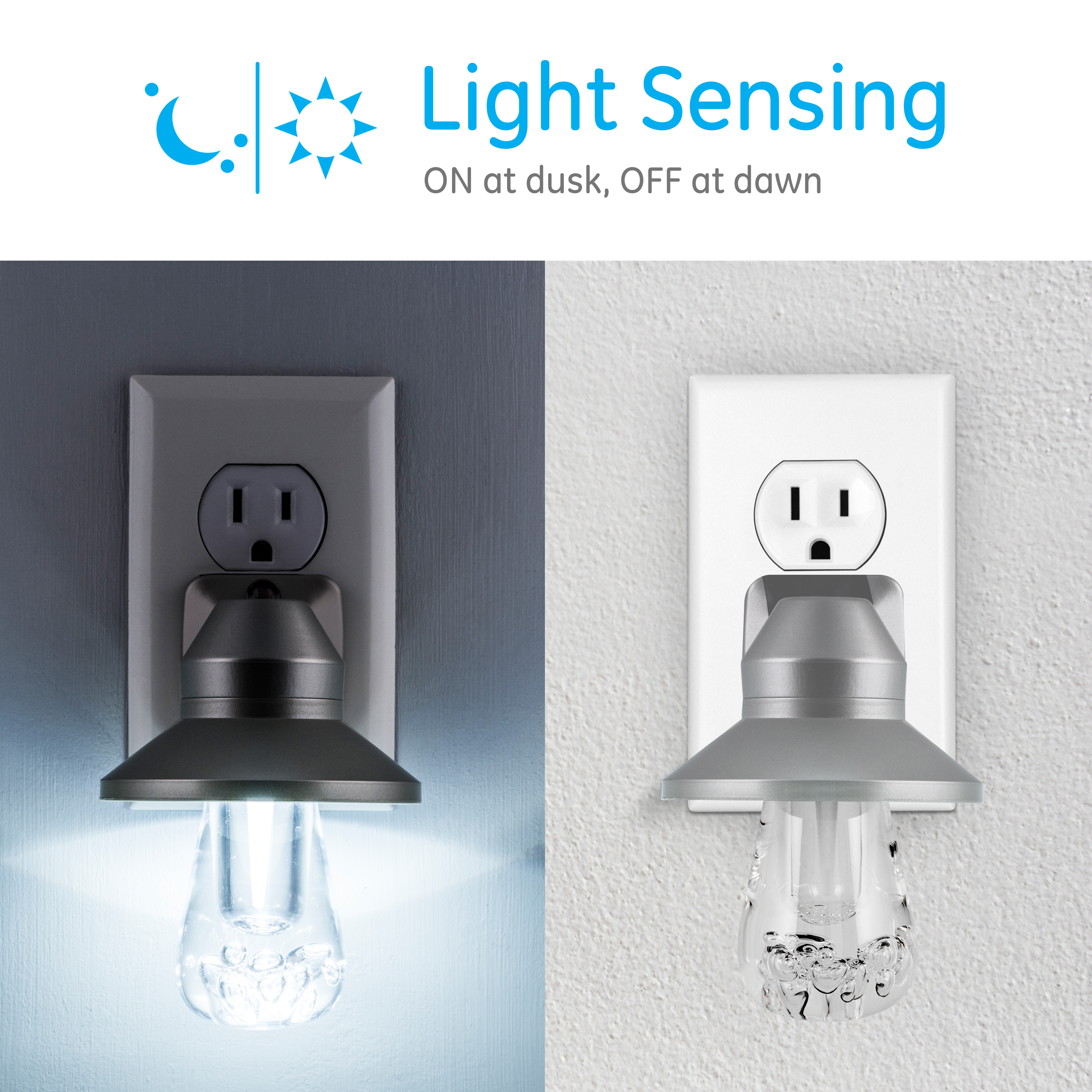 GE Vintage LED Night Light, Plug-In, Dusk to Dawn, Silver Hood, 41417
