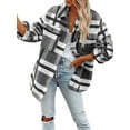 thumbnail image 2 of Women'S Flannel Plaid Shacket Fall Outfits Long Sleeve Button Down Shirts Jacket Coats with Side Pockets Gray XXL, 2 of 9