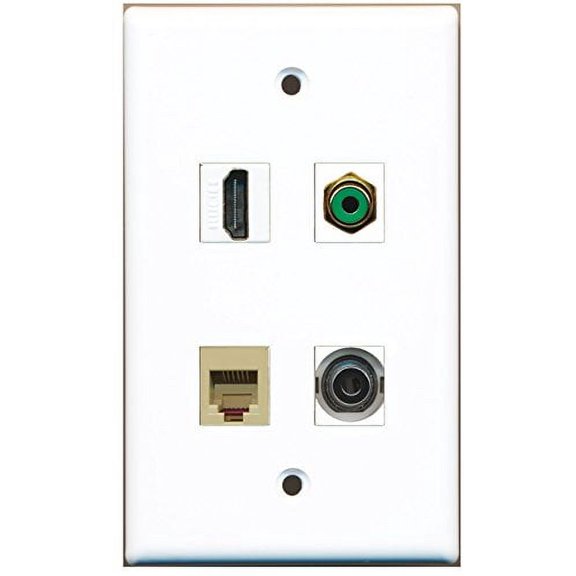 RiteAV - 1 Port HDMI 1 Port RCA Green 1 Port Phone RJ11 RJ12 Beige 1 Port 3.5mm Wall Plate